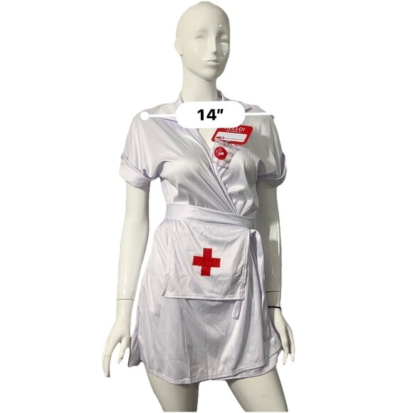 Spirit Halloween Classic Nurse Costume Plus 1X 18-20 Dress Hat Apron Stethoscope - Picture 7 of 7